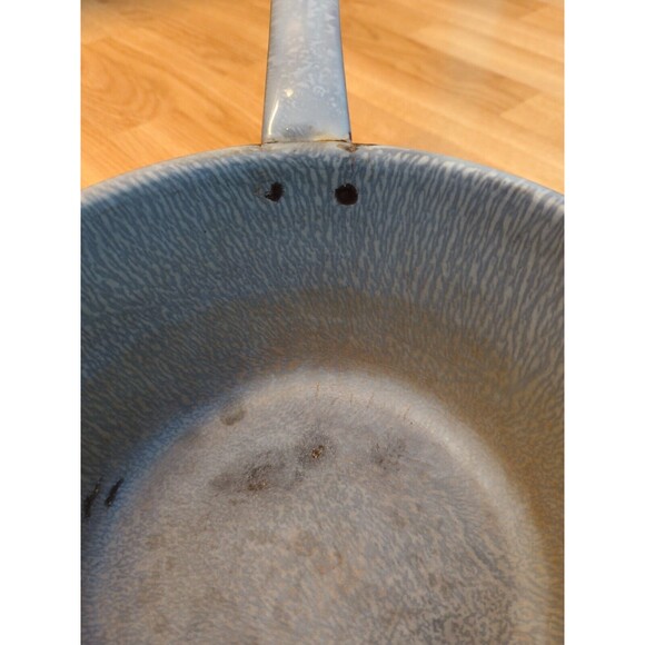 Enamelware Saucepan Pan Pot Gray Speckled Handle Gray Vintage 10" - Picture 5 of 8